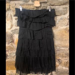 J. Crew black layered chiffon strapless dress